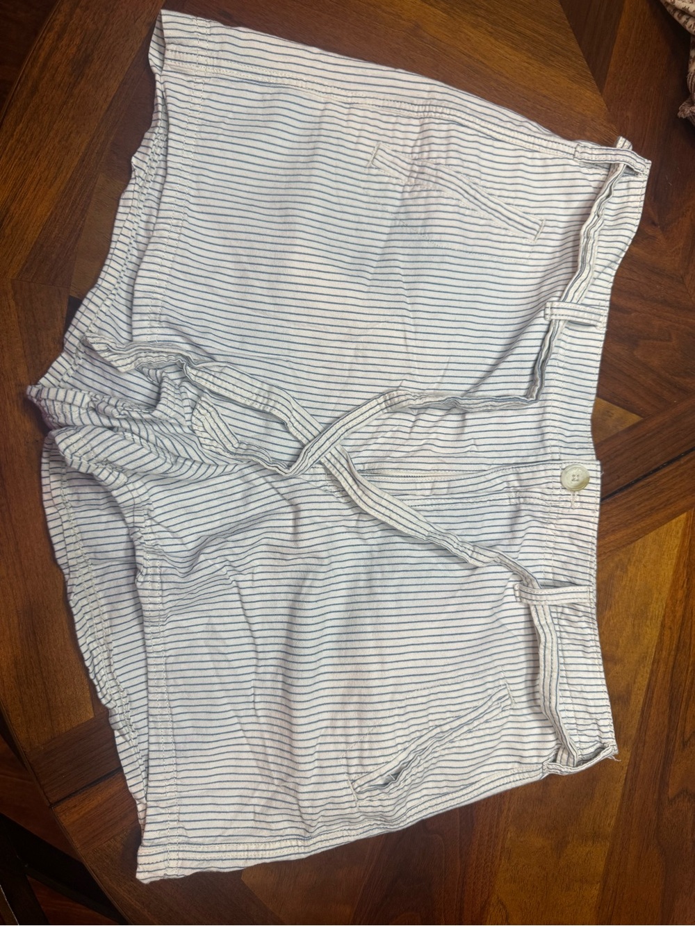 American Eagle Outfitters White Shorts with Navy Pinstripes